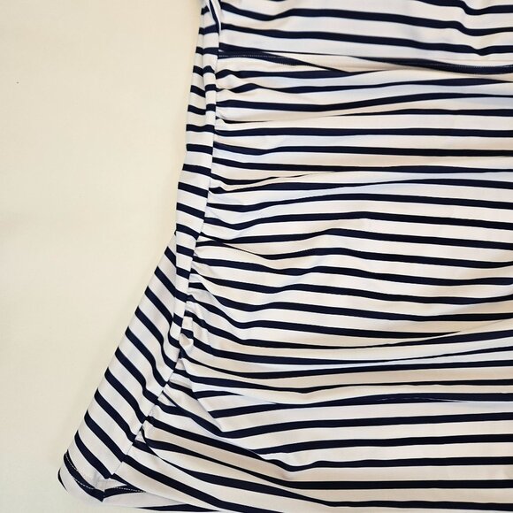 Womens Striped One-Shoulder Swimsuit With Bikini Bottoms 18W Navy/White Tempt Me - Picture 9 of 9